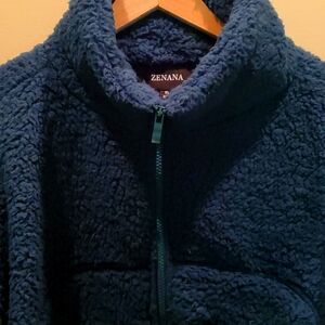 Zenana Crop full zip fleece, forest green